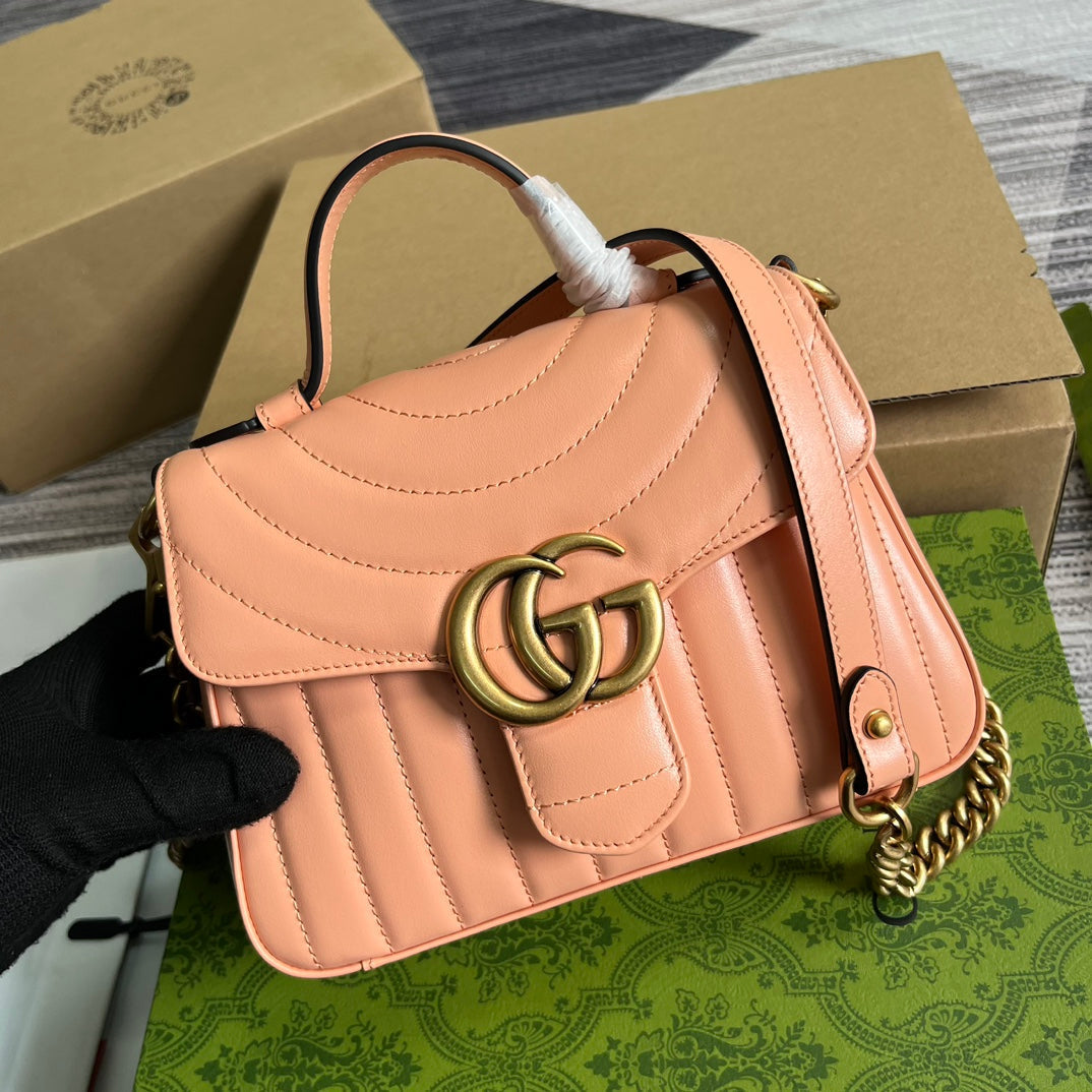 GG MARMONT MINI 21 CLASSIC BAG IN PEACH PINK CALFSKIN