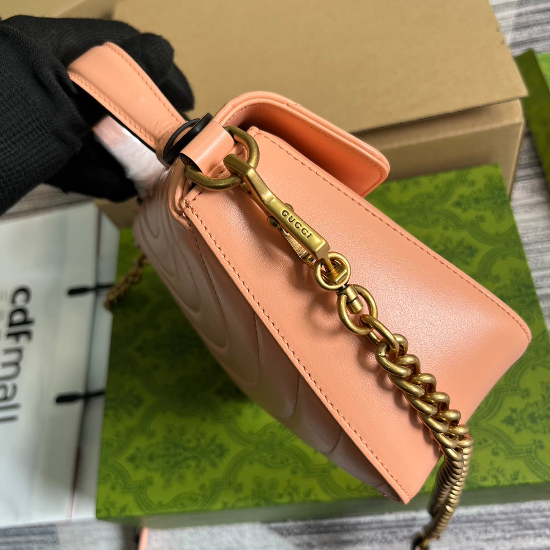 GG MARMONT MINI 21 CLASSIC BAG IN PEACH PINK CALFSKIN