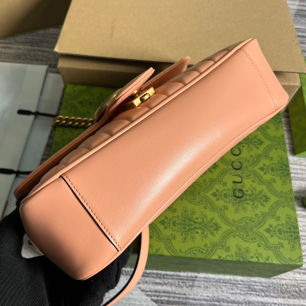 GG MARMONT 26 CLASSIC BAG IN PEACH PINK CALFSKIN