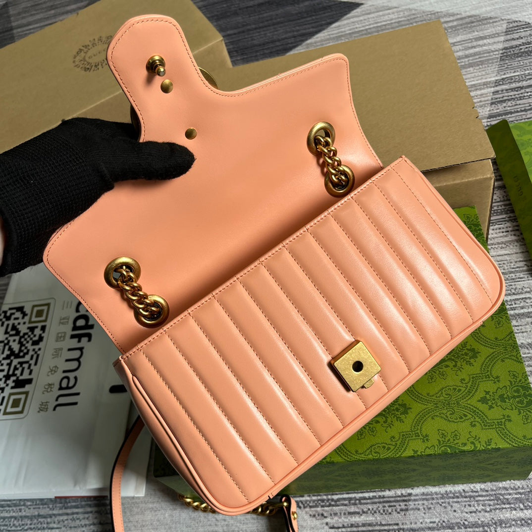 GG MARMONT 26 CLASSIC BAG IN PEACH PINK CALFSKIN