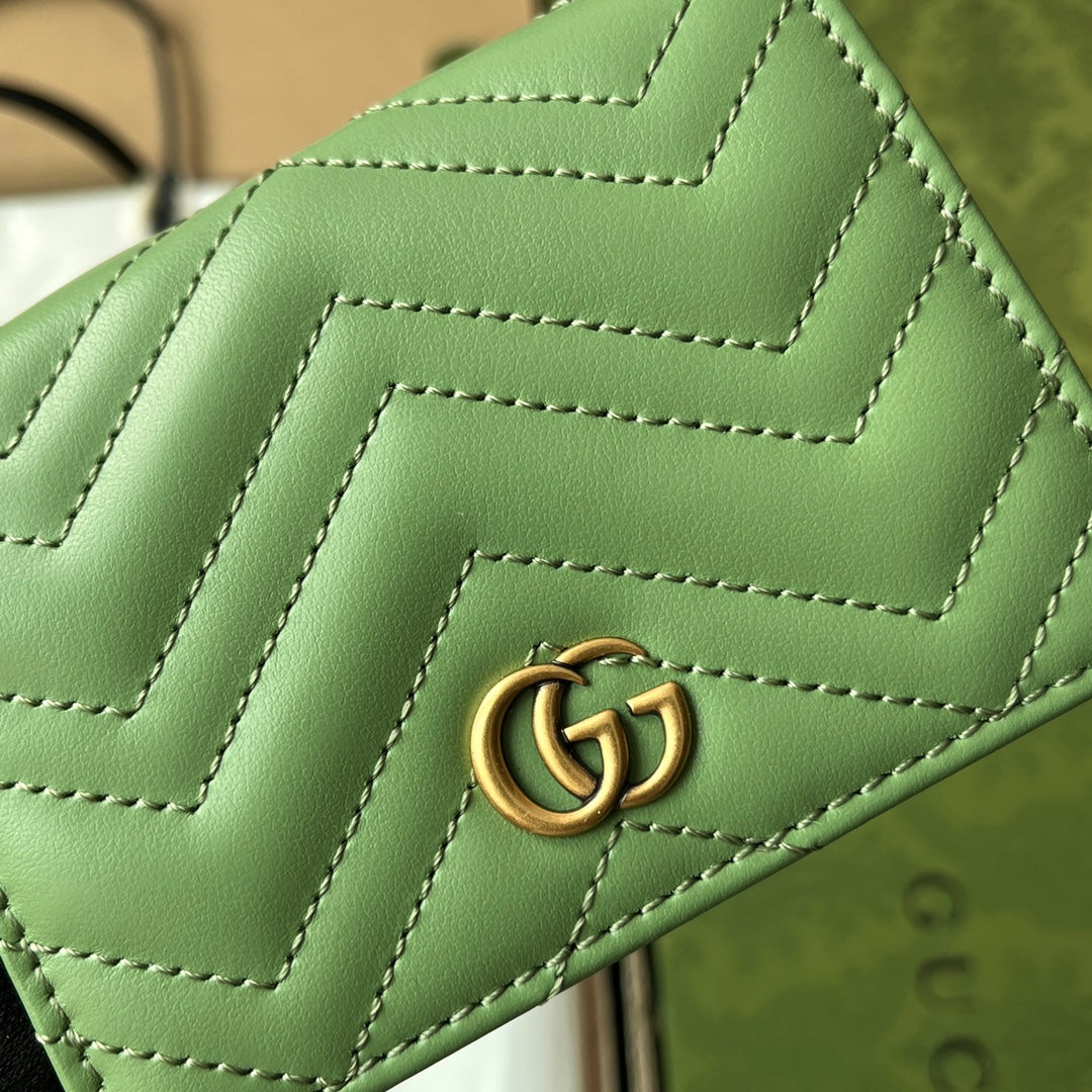 MARMONT QUILTED WALLET 11 IN LIGHT GREEN LAMBSKIN