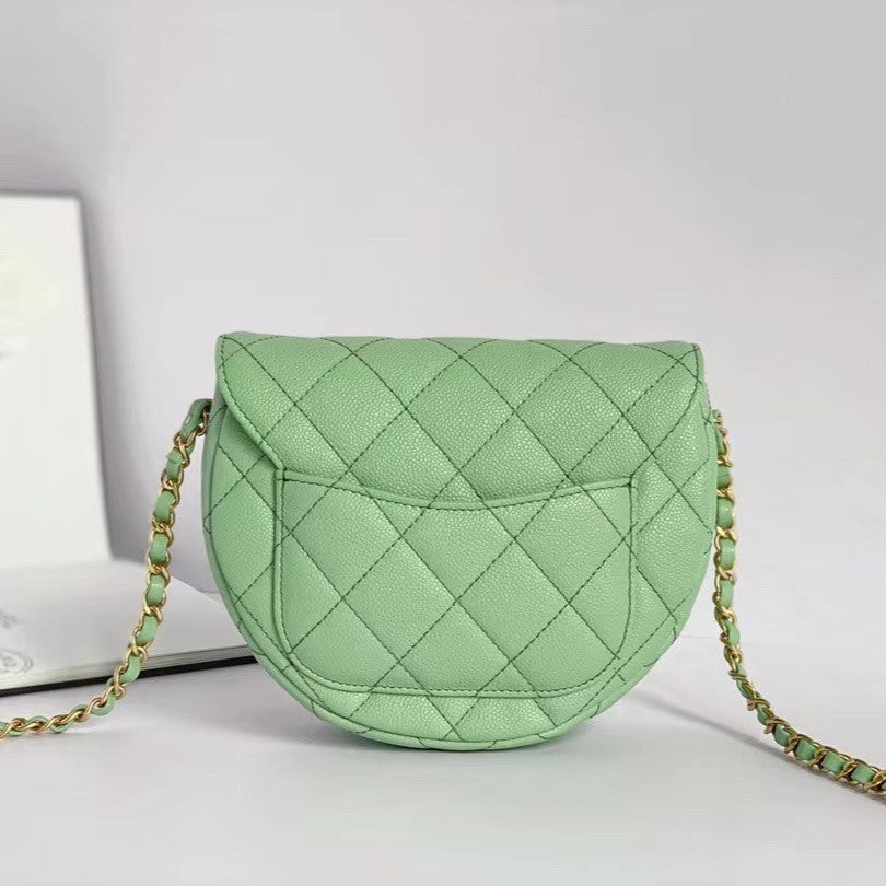 CC Mini Messenger 19cm Light Green Caviar