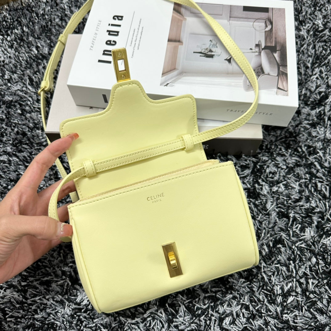 CLASSIC MINI 18 YELLOW PASTEL CALFSKIN