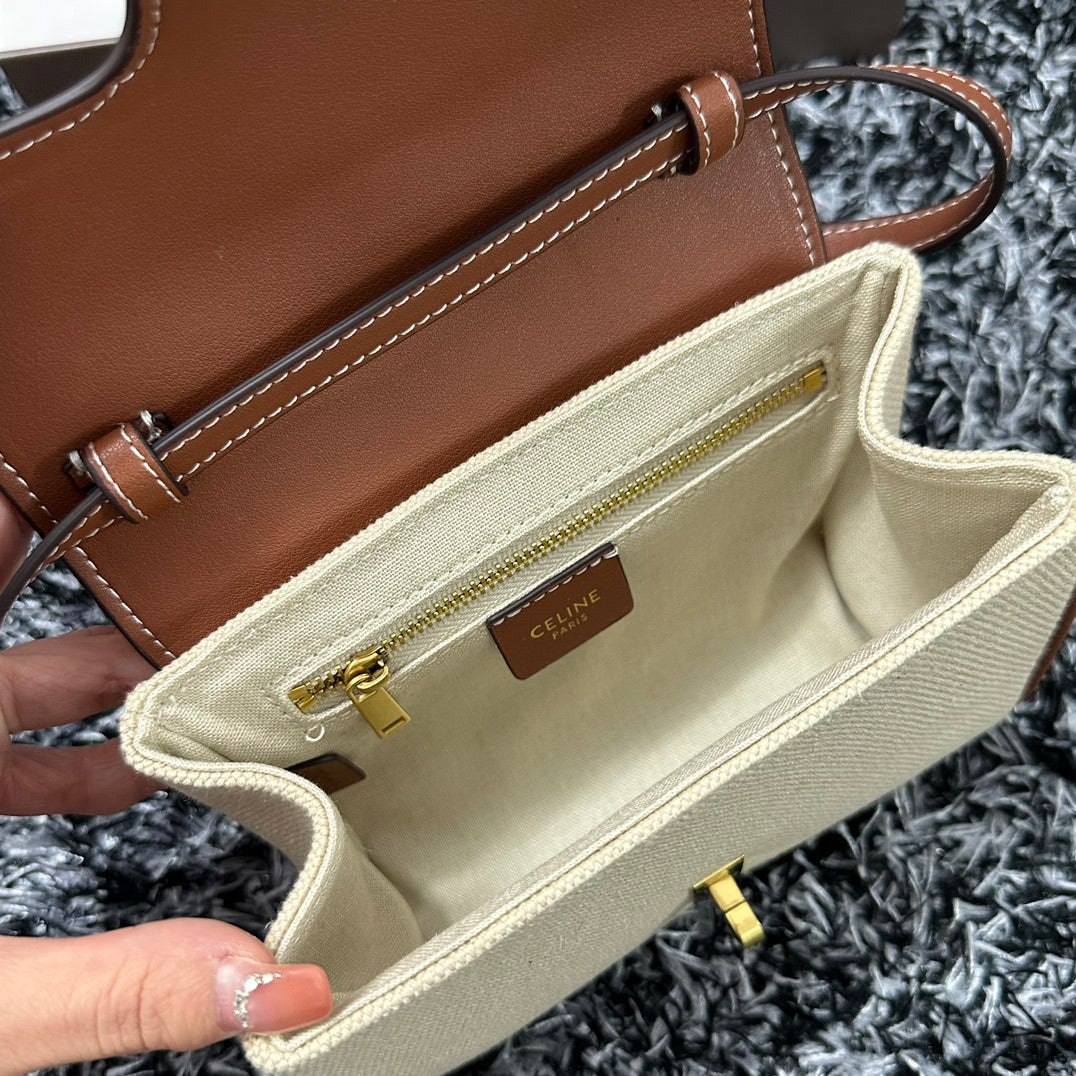 CLASSIC MINI 18 WHITE BROWN CALFSKIN