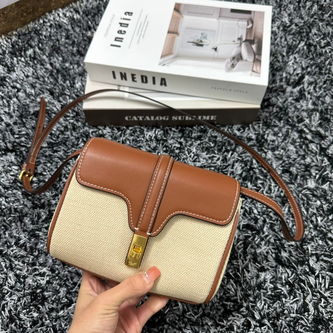 CLASSIC MINI 18 WHITE BROWN CALFSKIN