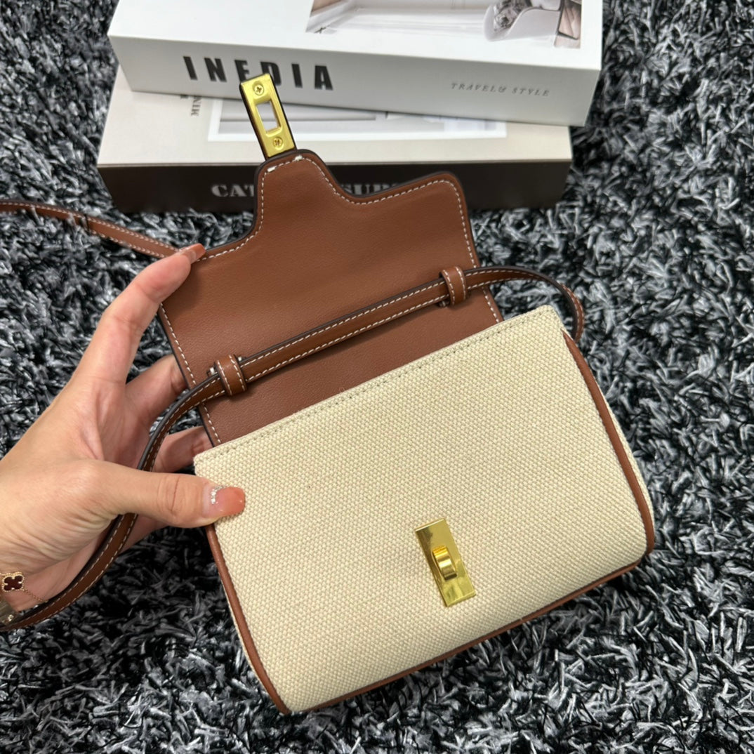 CLASSIC MINI 18 WHITE BROWN CALFSKIN