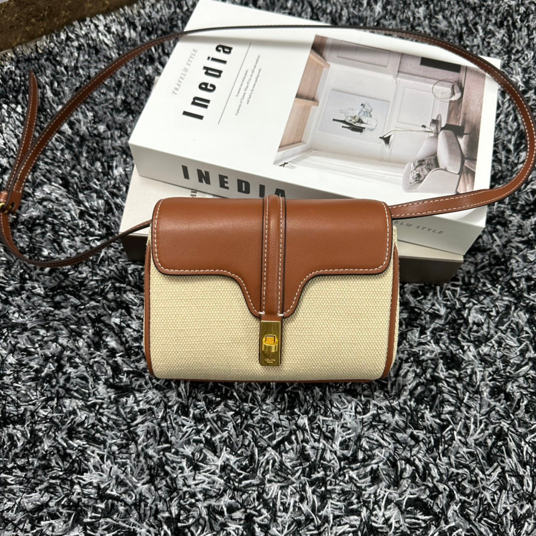 CLASSIC MINI 18 WHITE BROWN CALFSKIN