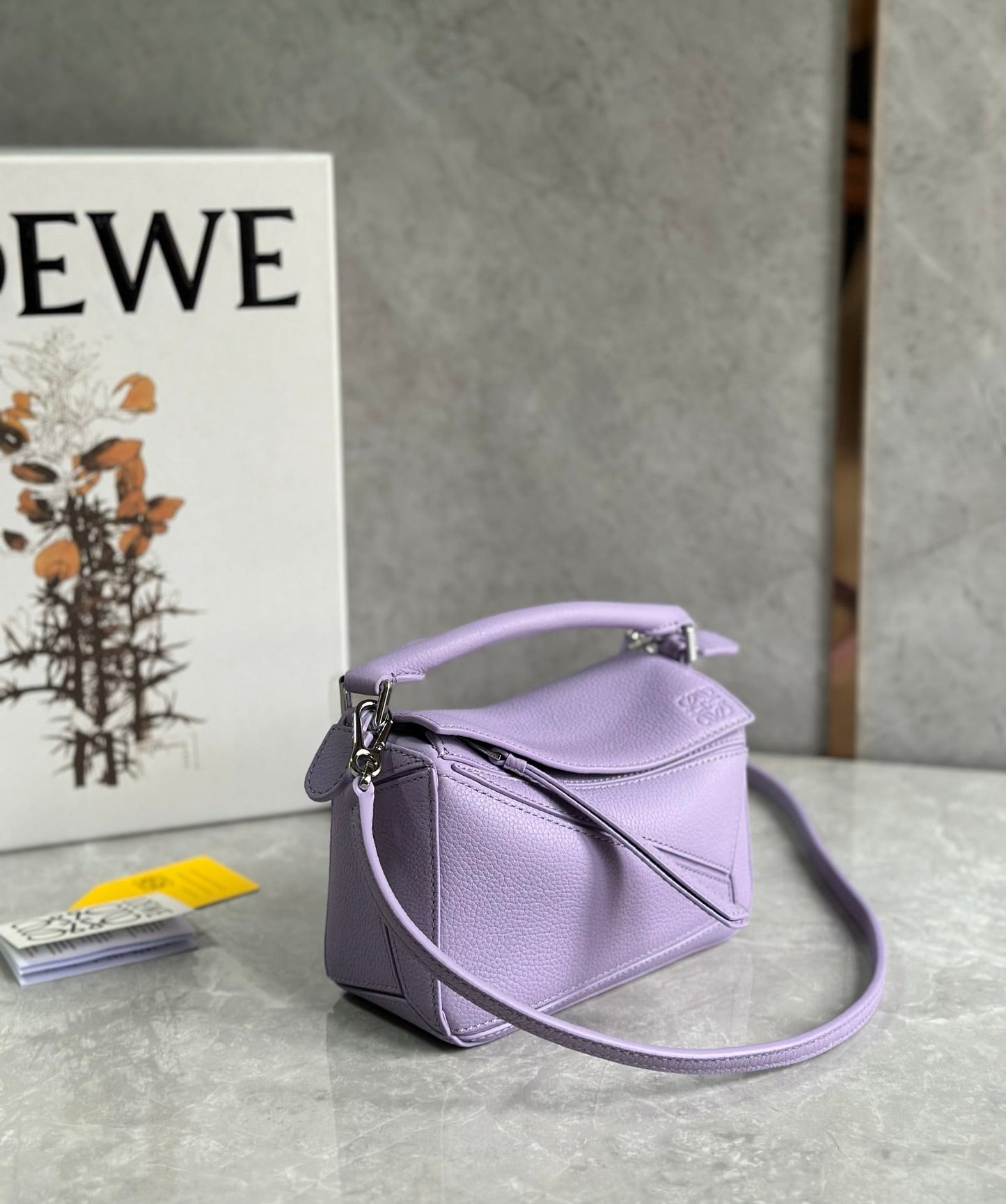 LOE MINI 18 PUZZLE BAG IN LIGHT PURPLE CALFSKIN