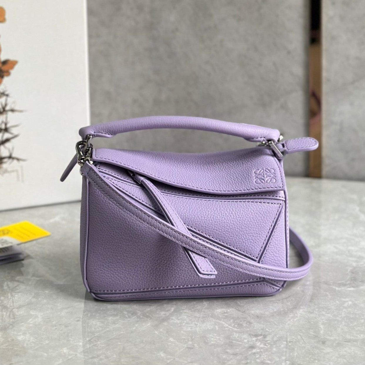 LOE MINI 18 PUZZLE BAG IN LIGHT PURPLE CALFSKIN