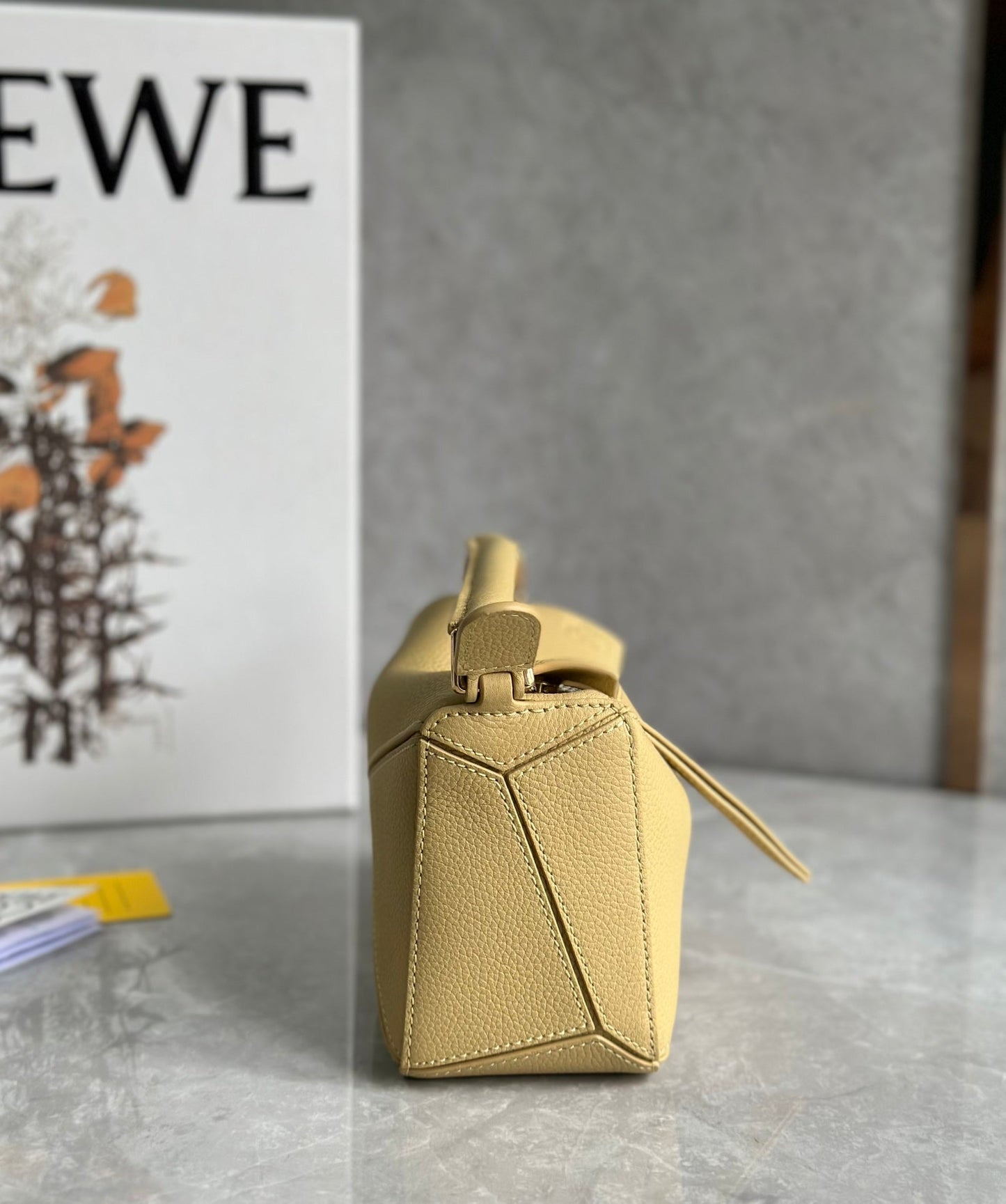 LOE MINI 18 PUZZLE BAG IN YELLOW CREAM CALFSKIN