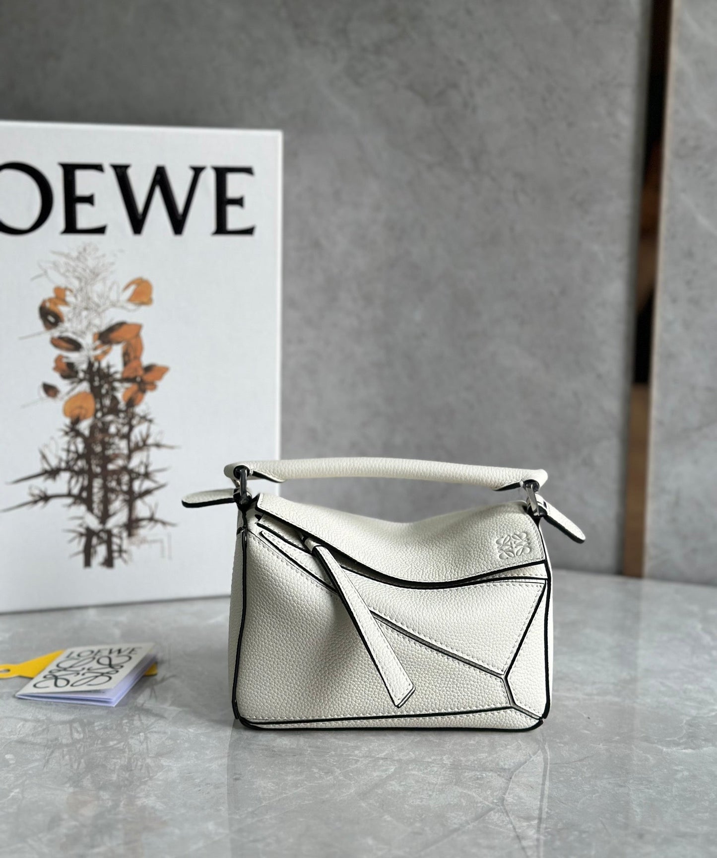 LOE MINI 18 PUZZLE BAG IN WHITE CALFSKIN