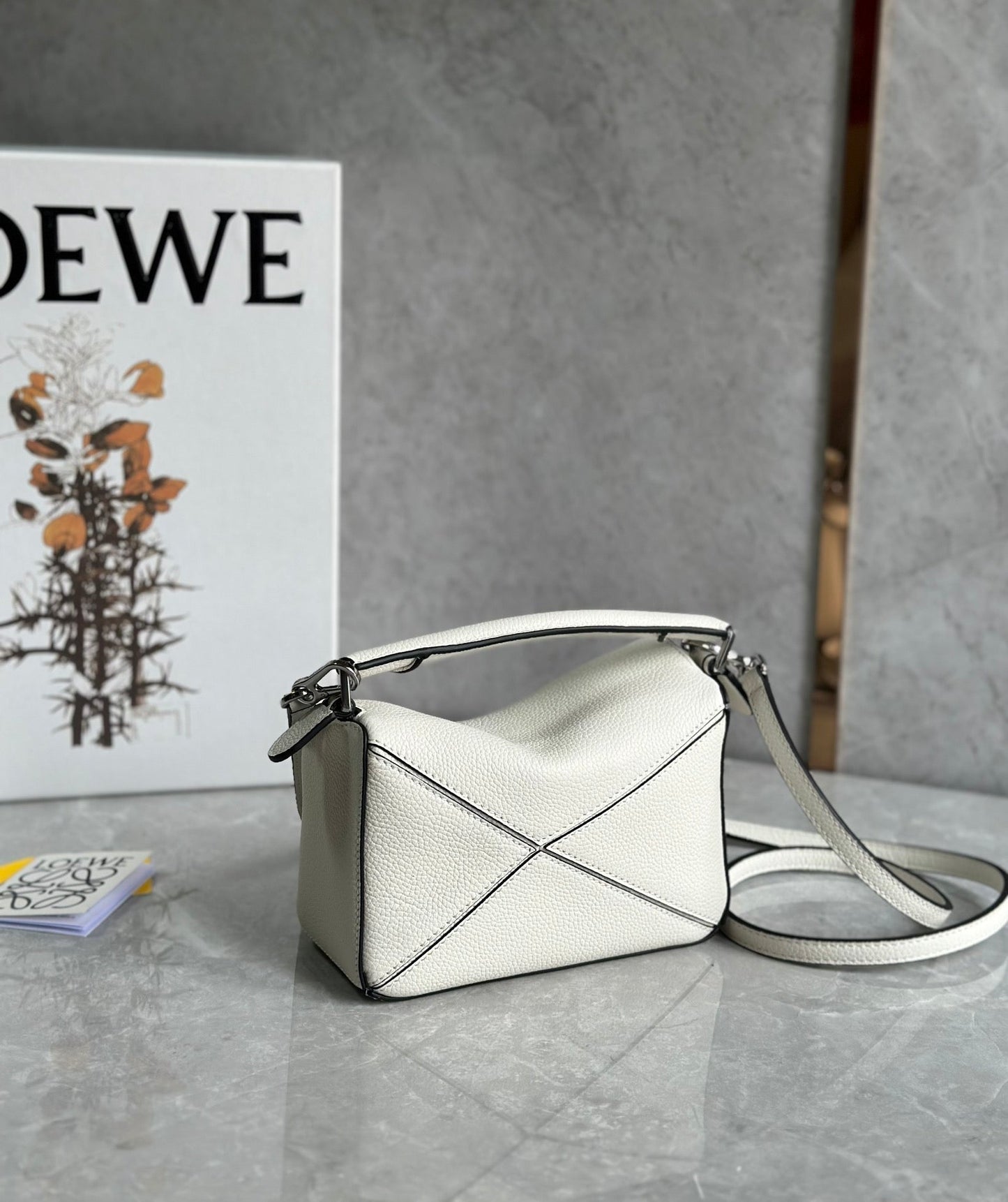 LOE MINI 18 PUZZLE BAG IN WHITE CALFSKIN