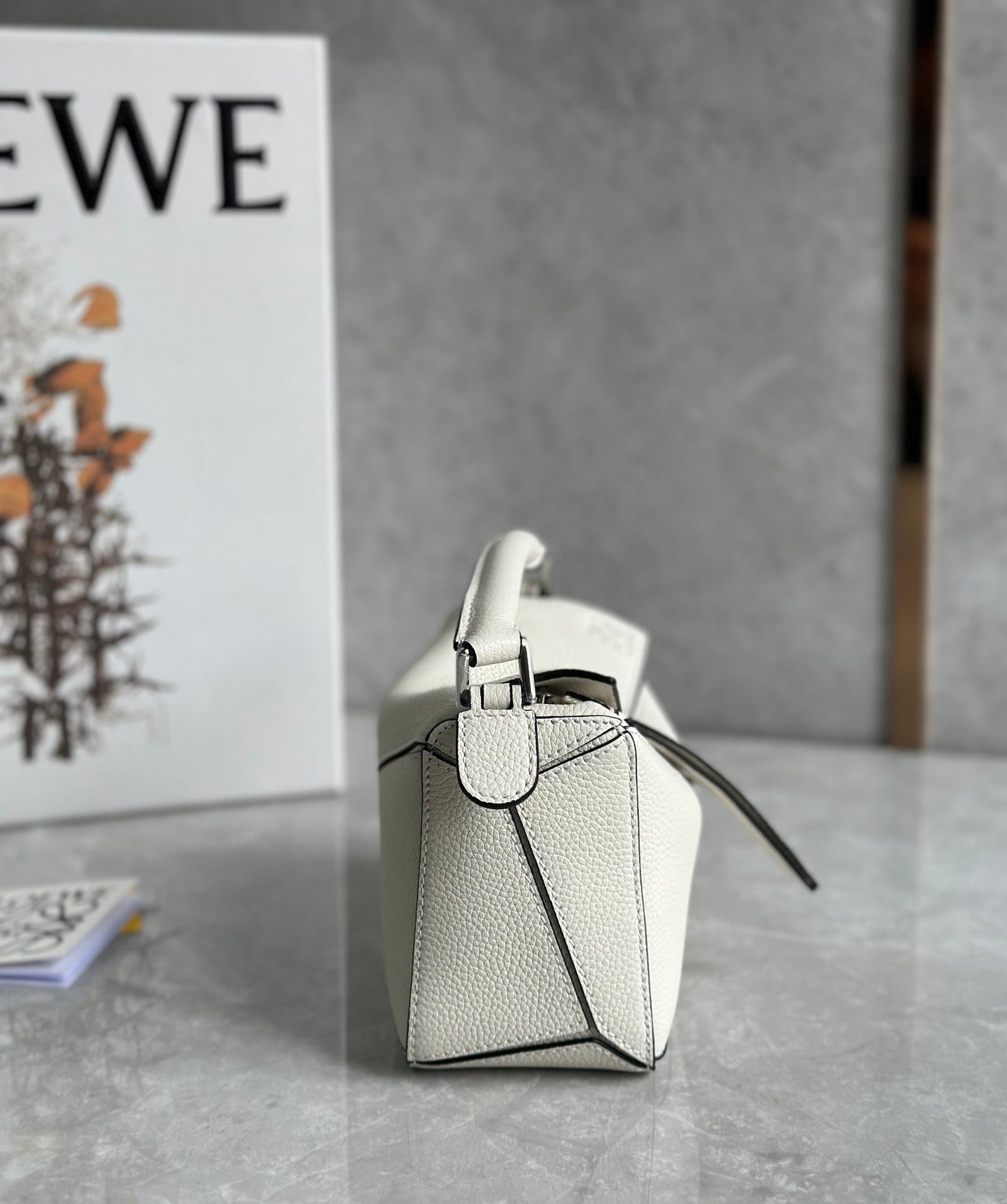 LOE MINI 18 PUZZLE BAG IN WHITE CALFSKIN