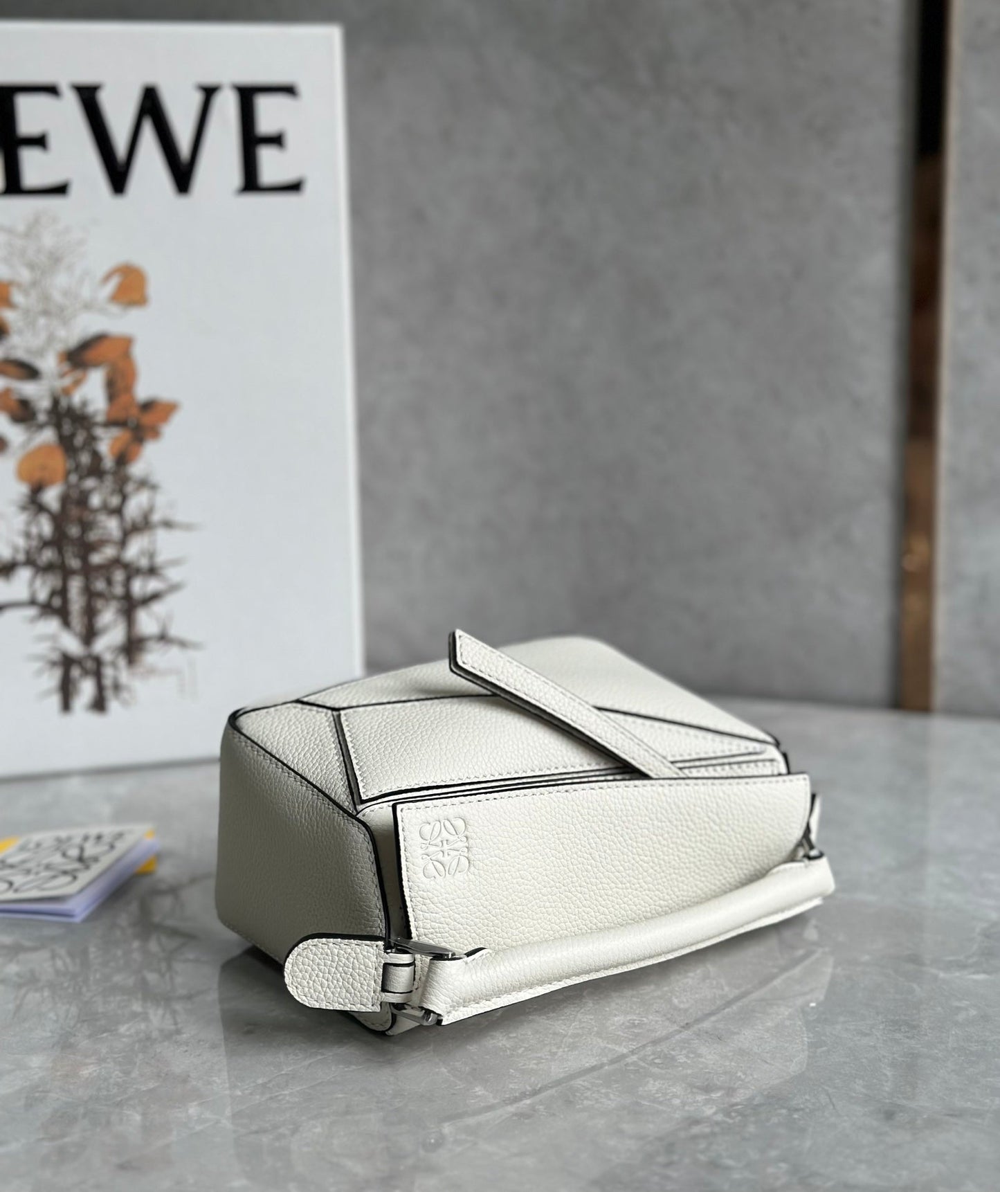 LOE MINI 18 PUZZLE BAG IN WHITE CALFSKIN