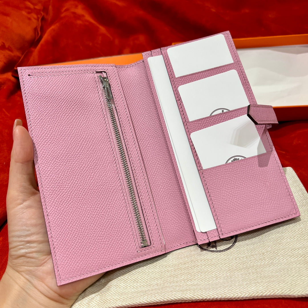 HM BEARN WALLET 17.5 PINK EPSOM SILVER HARDWARE