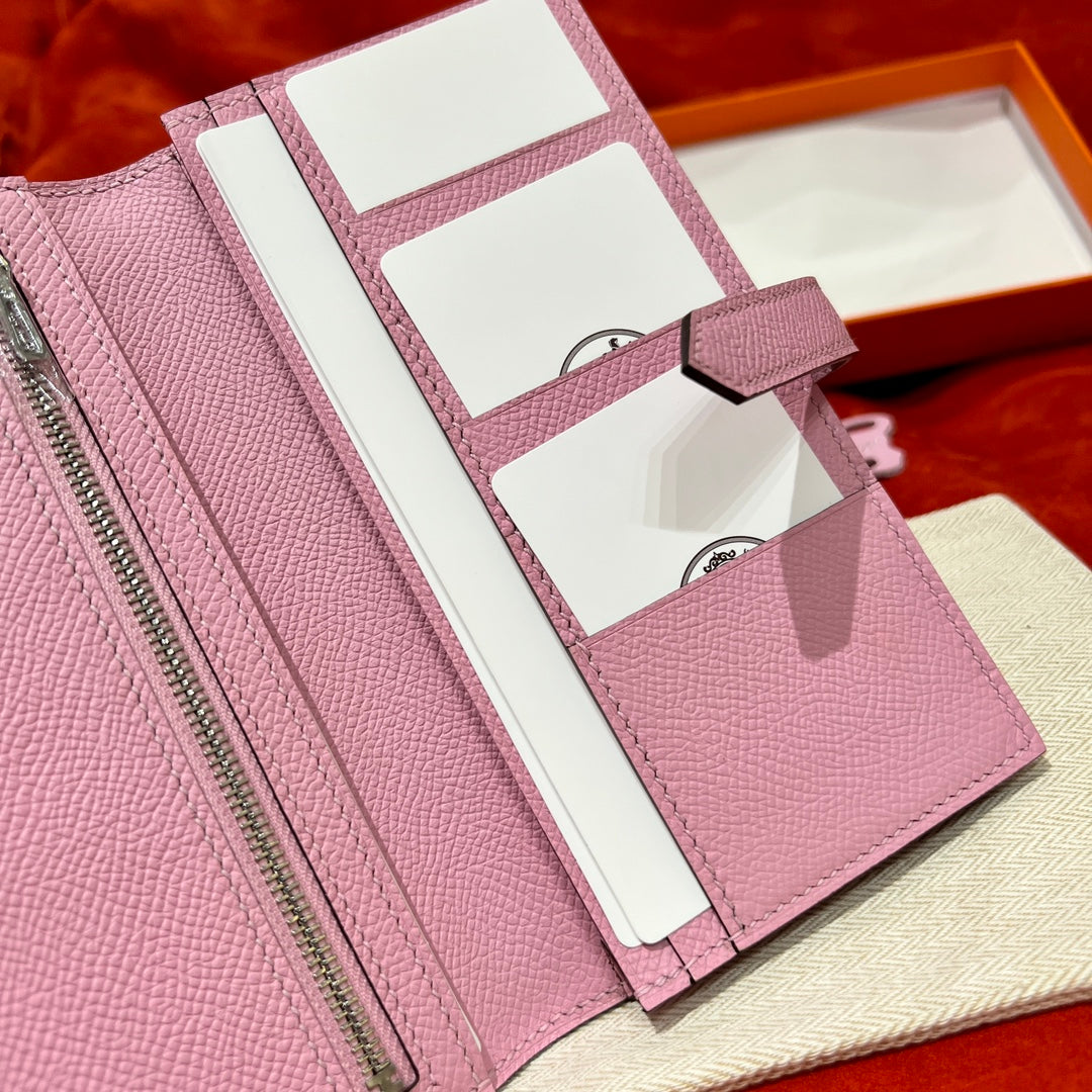 HM BEARN WALLET 17.5 PINK EPSOM SILVER HARDWARE