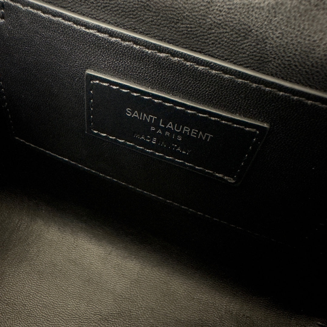 JUNE 19 BLACK QUILTED LAMBSKIN WITH SILVER LOGO BOX BAG