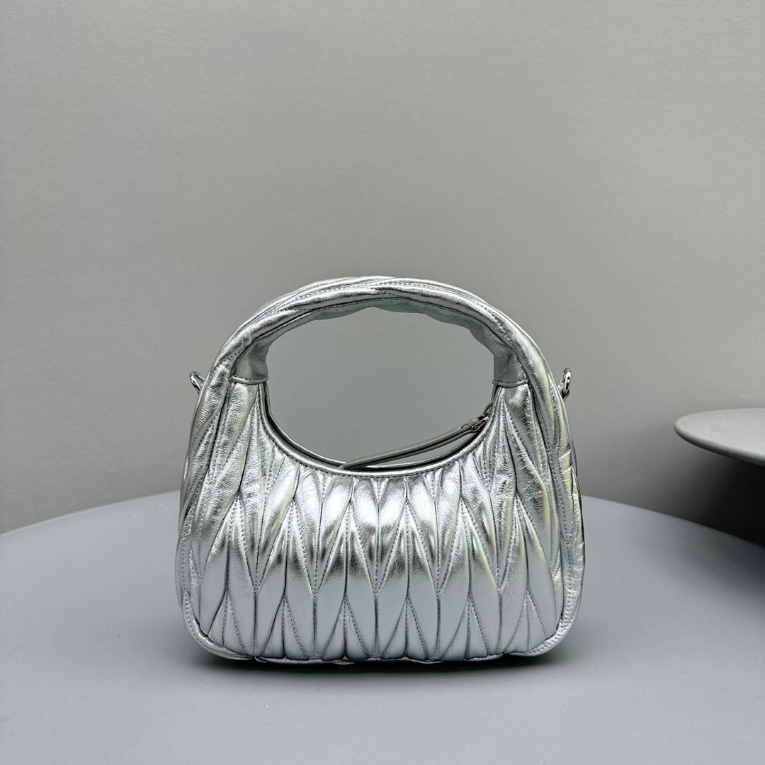 MINI HOBO 20 BAG IN SILVER SHEEPSKIN