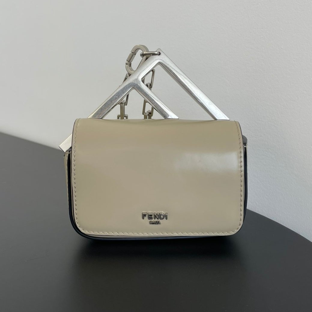 FENDI MINI FIRST SIGHT 13 BAG IN TAN BROWN CALFSKIN WITH SILVER HARDWARE