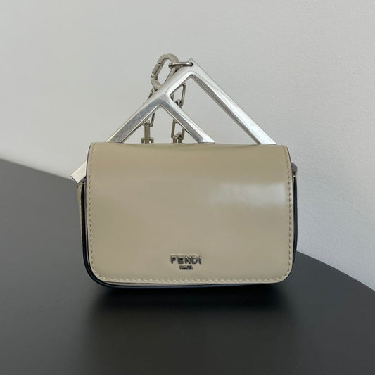 FENDI MINI FIRST SIGHT 13 BAG IN TAN BROWN CALFSKIN WITH SILVER HARDWARE