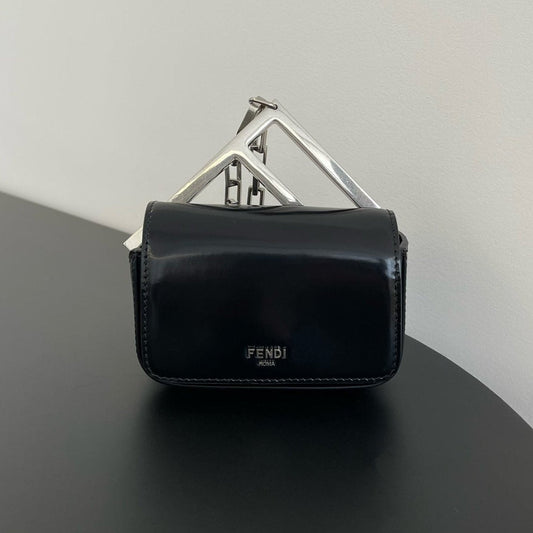 FENDI MINI FIRST SIGHT 13 BAG IN BLACK CALFSKIN WITH SILVER HARDWARE