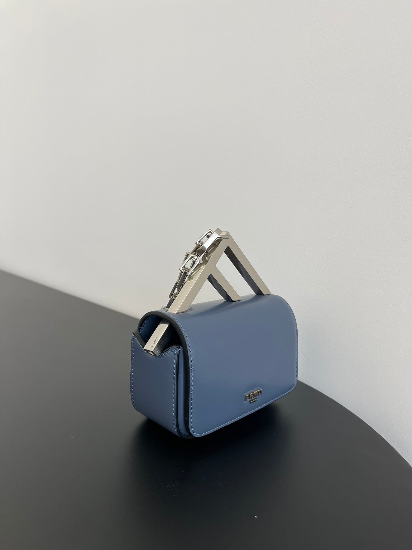 FENDI MINI FIRST SIGHT 13 BAG IN PIGEON BLUE CALFSKIN WITH SILVER HARDWARE