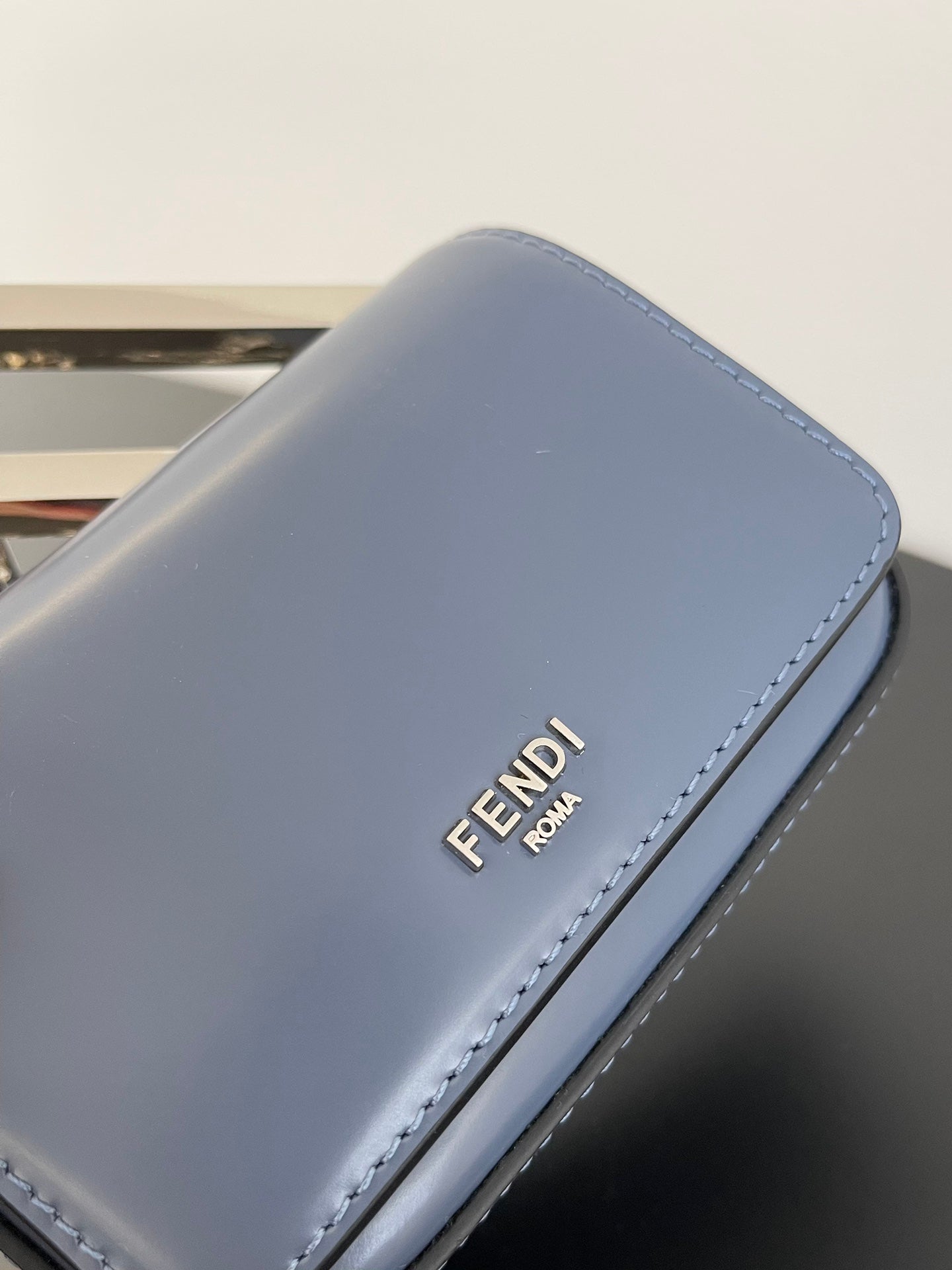 FENDI MINI FIRST SIGHT 13 BAG IN PIGEON BLUE CALFSKIN WITH SILVER HARDWARE