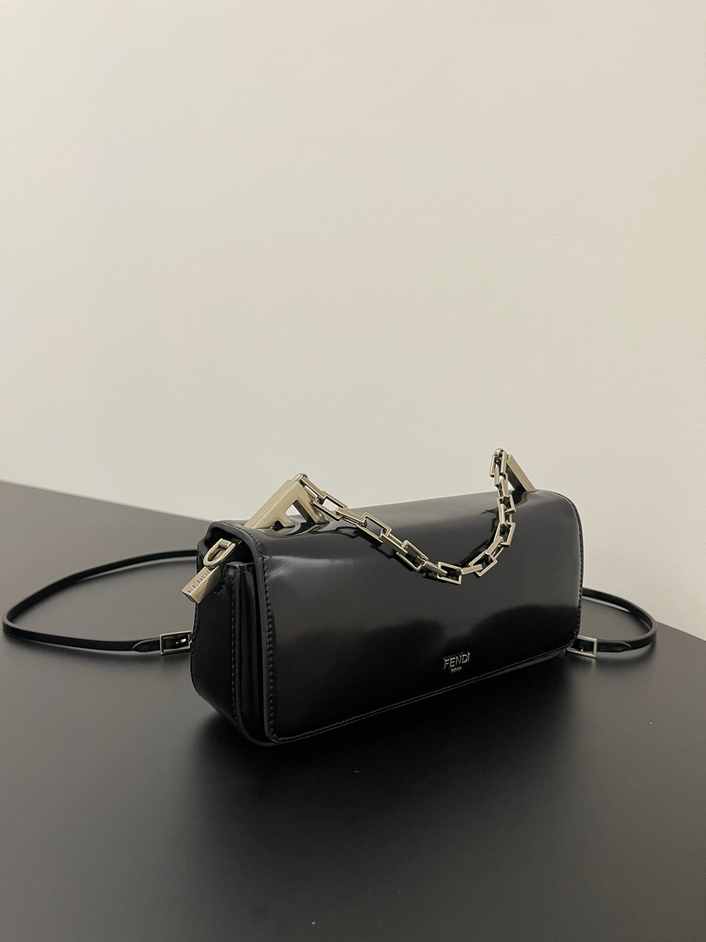 FENDI MINI FIRST SIGHT 23 BAG IN BLACK CALFSKIN WITH SILVER HARDWARE