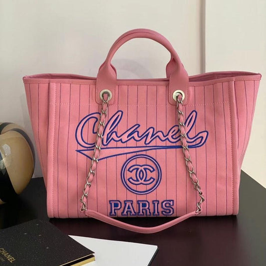 CC LARGE 50 TOTE BAG IN LIGHT PINK CANVAS WITH STRAP