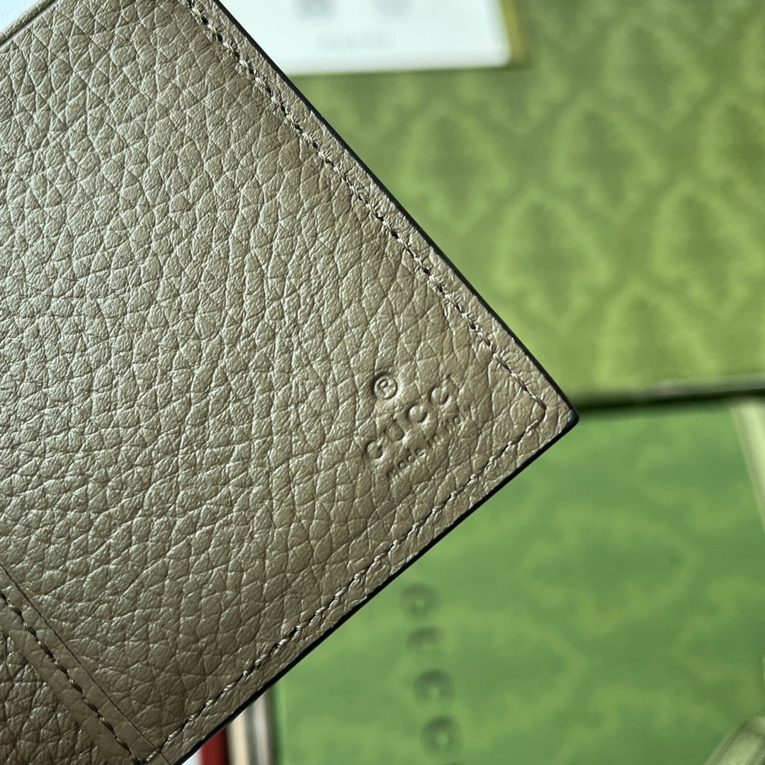 CARD HOLDER 12 IN MOSS GREEN EMBOSSED CALFSKIN