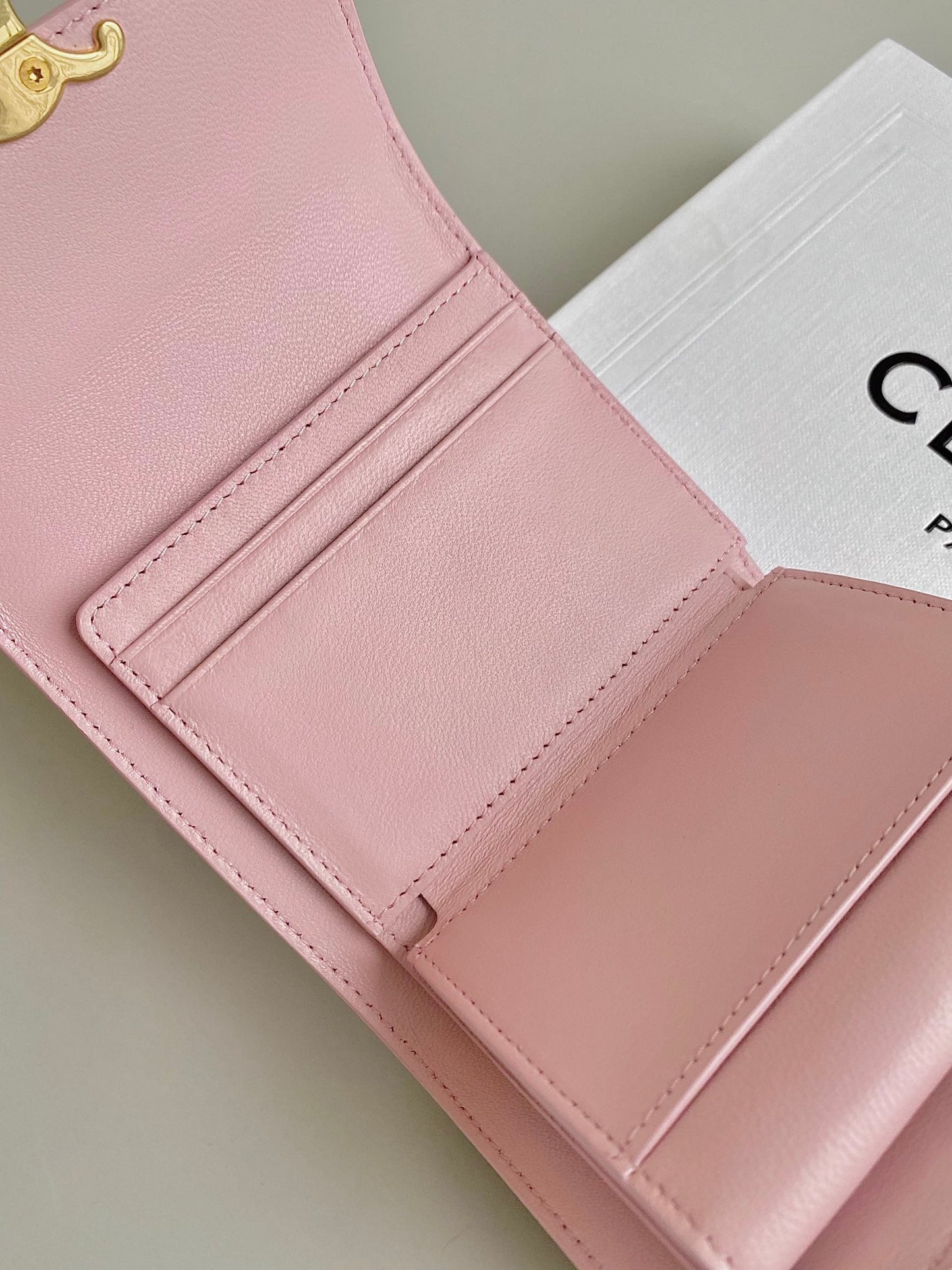 TRIPHOME 10 TRIFOLD WALLET CALFSKIN PINK PASTEL