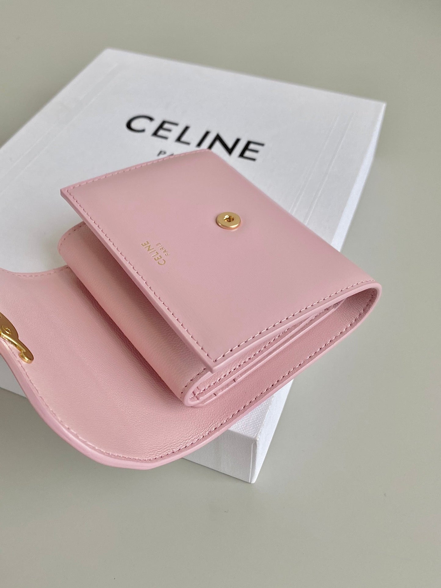 TRIPHOME 10 TRIFOLD WALLET CALFSKIN PINK PASTEL