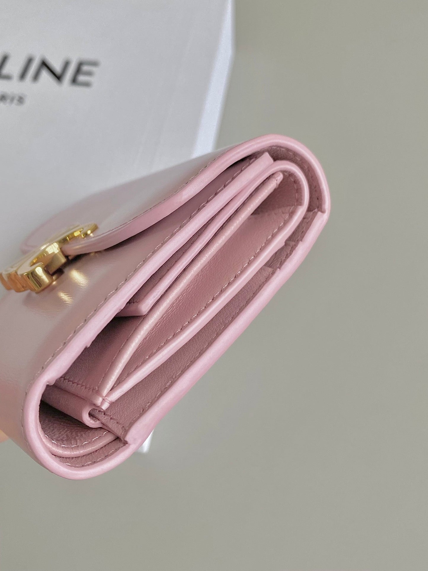 TRIPHOME 10 TRIFOLD WALLET CALFSKIN PINK PASTEL