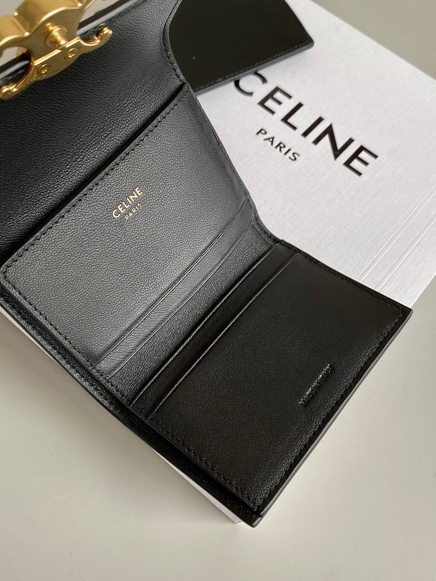 TRIPHOME 9 WALLET TWO-IN-ONE BLACK CALFSKIN