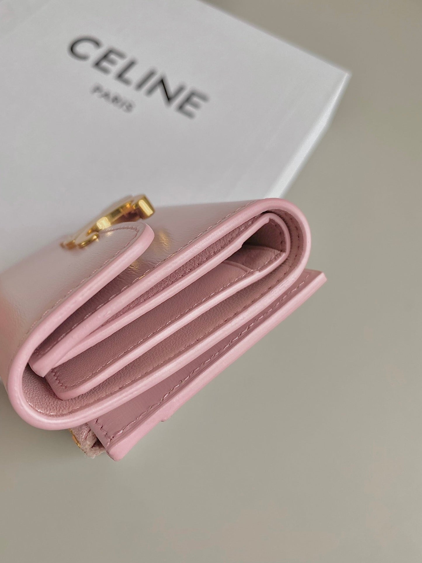 TRIPHOME 9 WALLET TWO-IN-ONE PINK PASTEL CALFSKIN