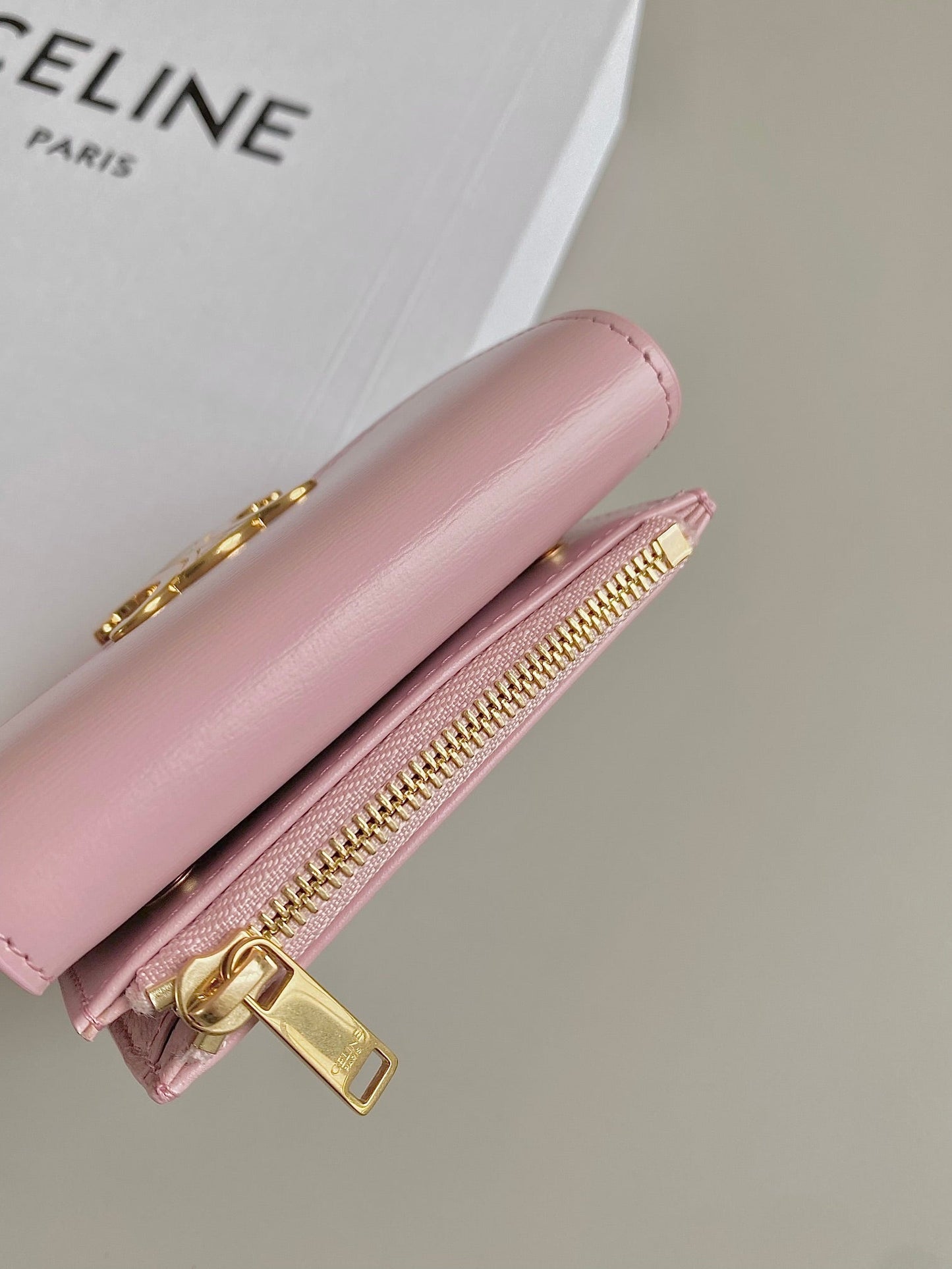 TRIPHOME 9 WALLET TWO-IN-ONE PINK PASTEL CALFSKIN