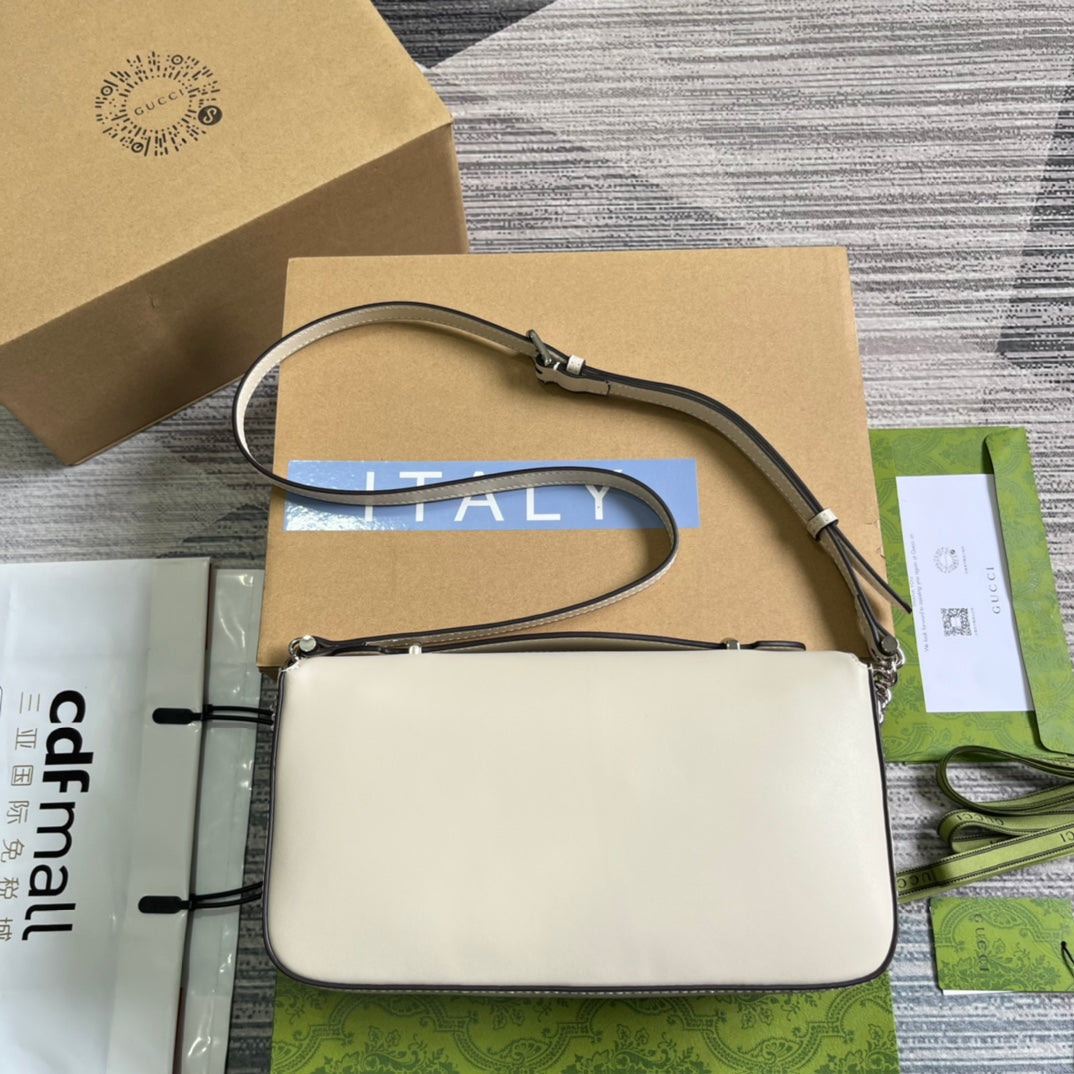 GG SMALL 27 HANDBAG IN WHITE CALFSKIN