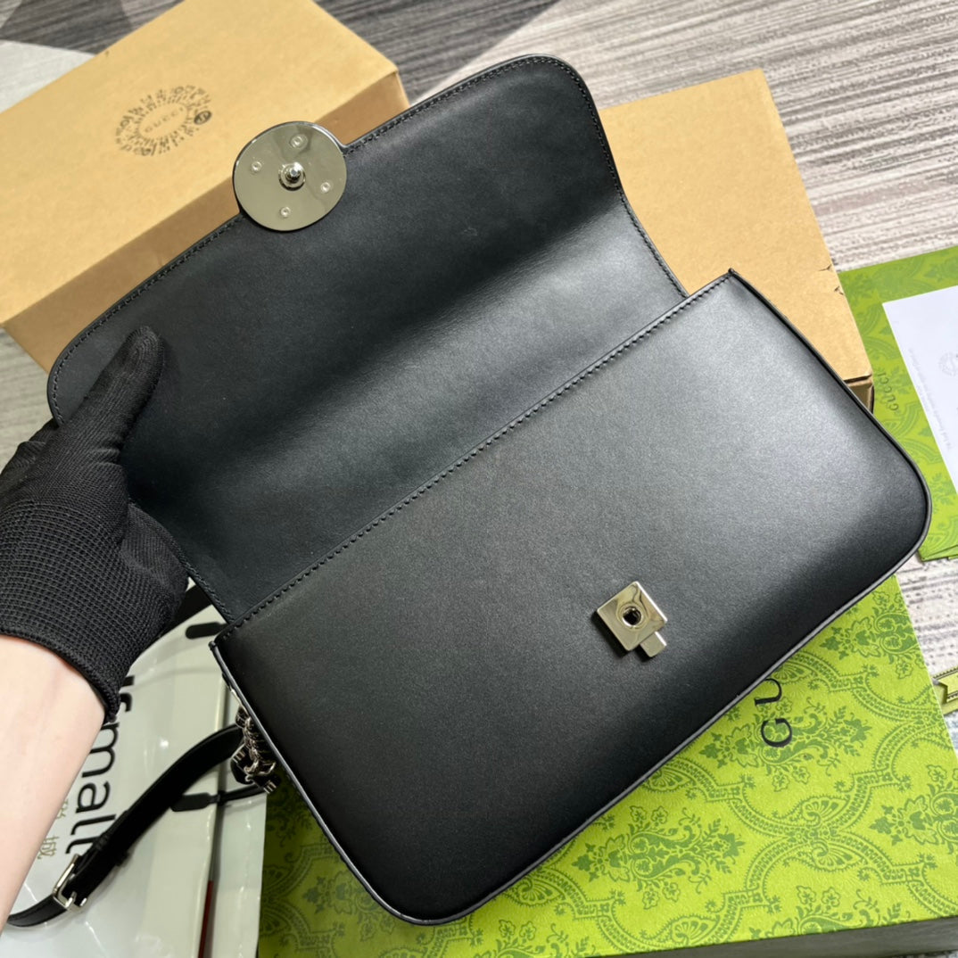 GG SMALL 27 HANDBAG IN BLACK CALFSKIN