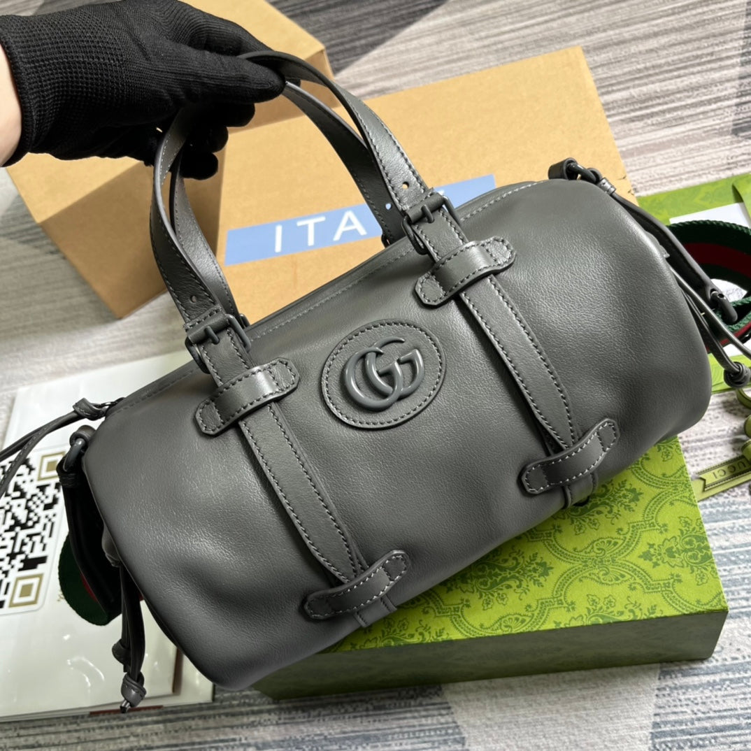 GG SMALL 28 DUFFLE BAG IN BLACK SOLF CALFSKIN