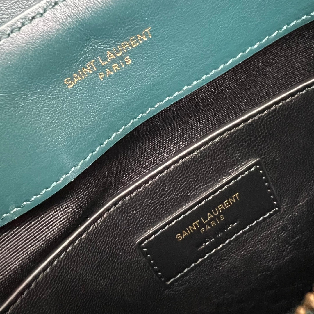 LOULOU SMALL 25 IN DEEP JUNGLE GREEN LAMBSKIN GOLD HARDWARE