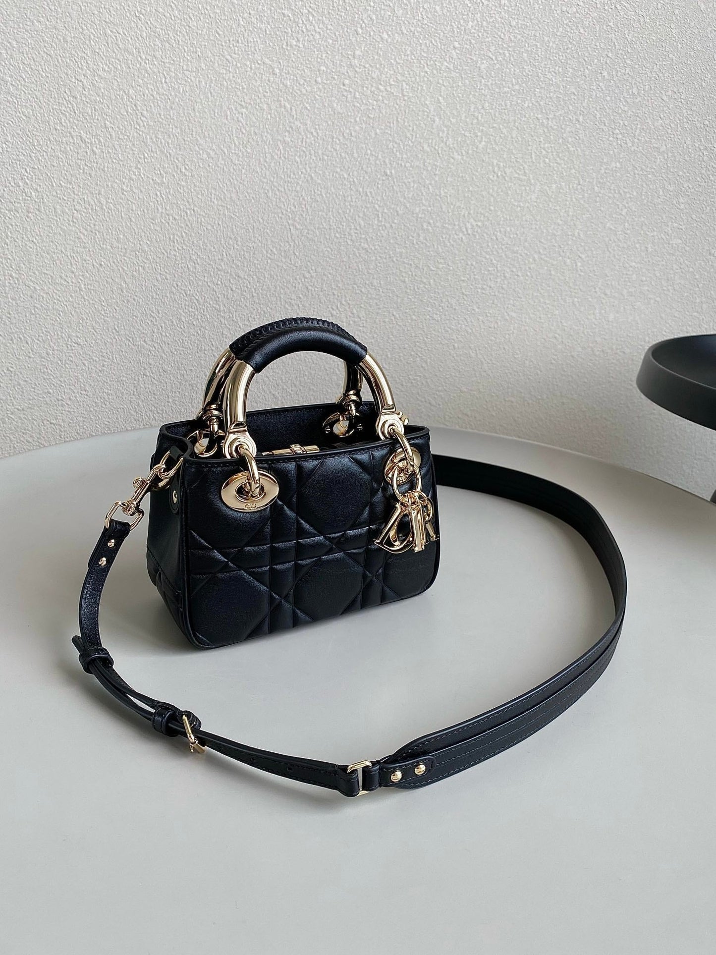 MINI LADY 19 BAG IN BLACK LAMBSKIN