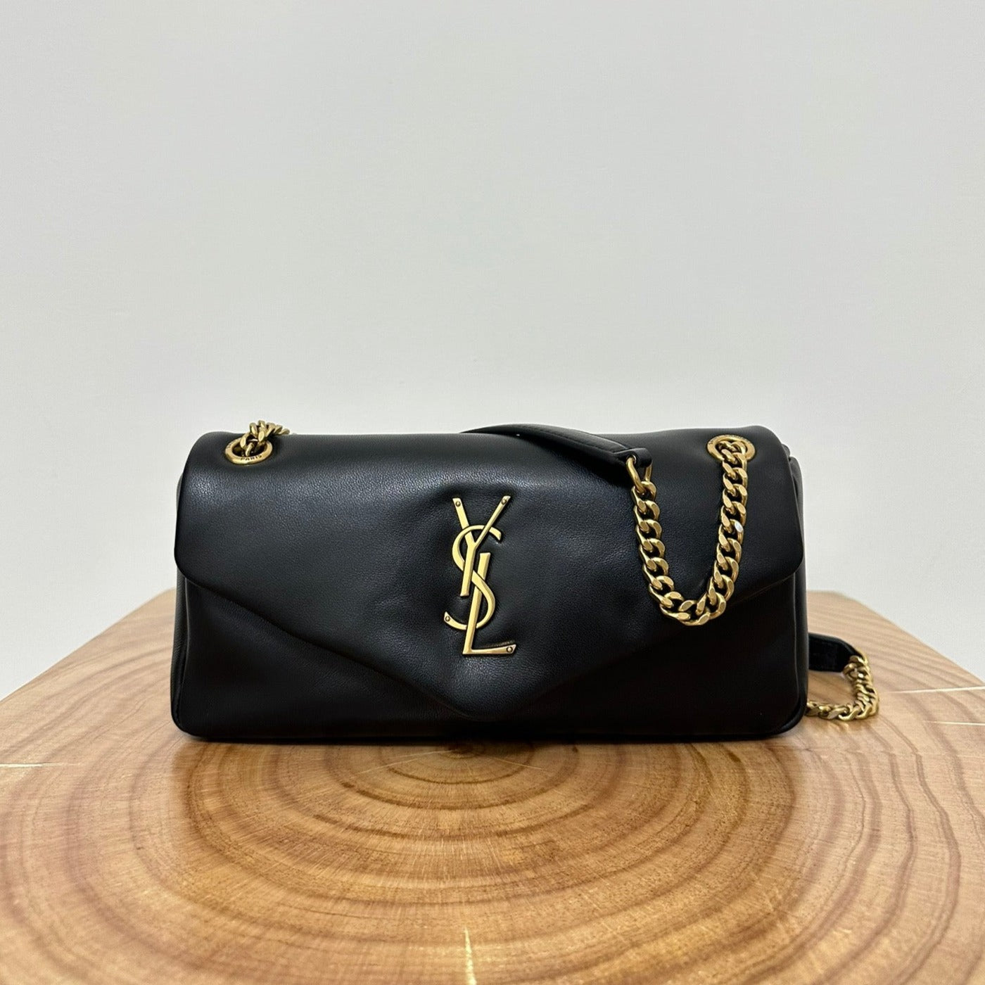 CALYPSO 26 BLACK LAMBSKIN CHAIN BAG