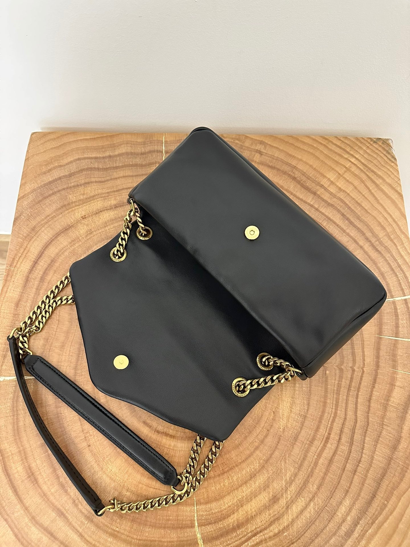 CALYPSO 26 BLACK LAMBSKIN CHAIN BAG