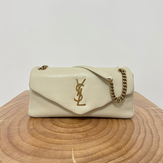 CALYPSO 26 MILKY WHITE LAMBSKIN CHAIN BAG