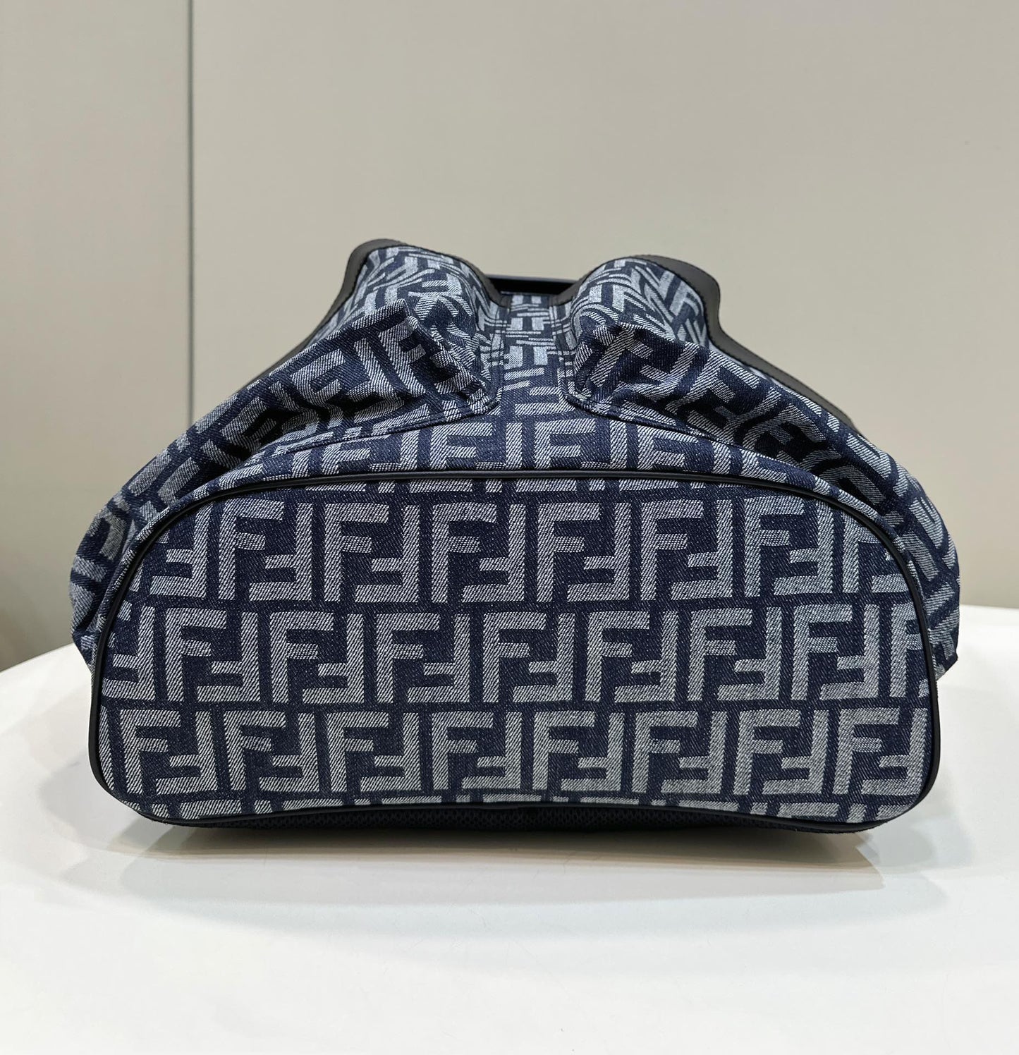 FENDI STRIKE LARGE 46 FF MIDNIGHT BLUE JACQUARD FABRIC BACKPACK