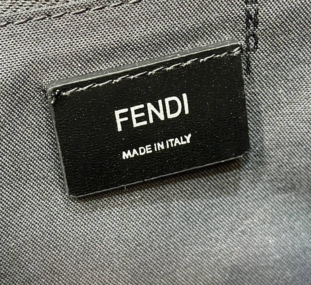 FENDI STRIKE 41 MEDIUM FF MIDNIGHT BLUE JACQUARD FABRIC BACKPACK