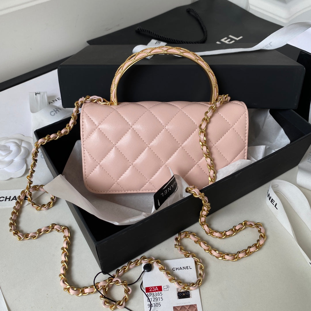 CC MINI 17 BAG IN LIGHT PINK CALFSKIN GOLD HARDWARE