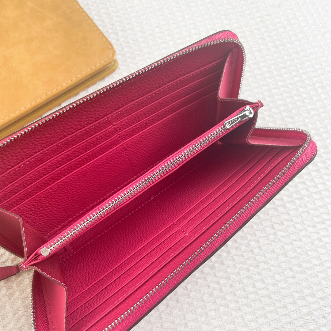 HM SILK'IN CLASSIC WALLET 20 RED PINK GRAINED CALFSKIN