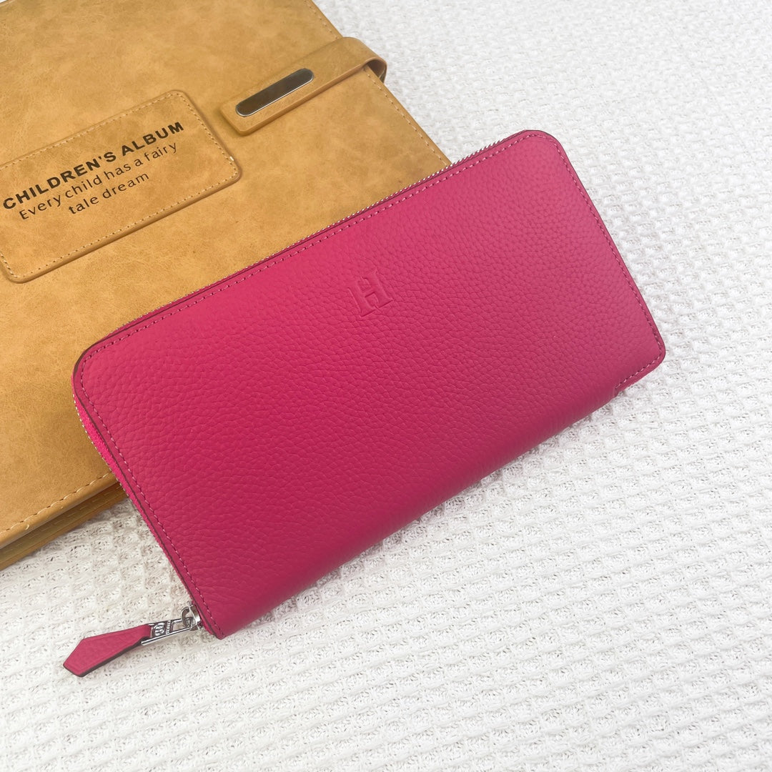 HM SILK'IN CLASSIC WALLET 20 RED PINK GRAINED CALFSKIN