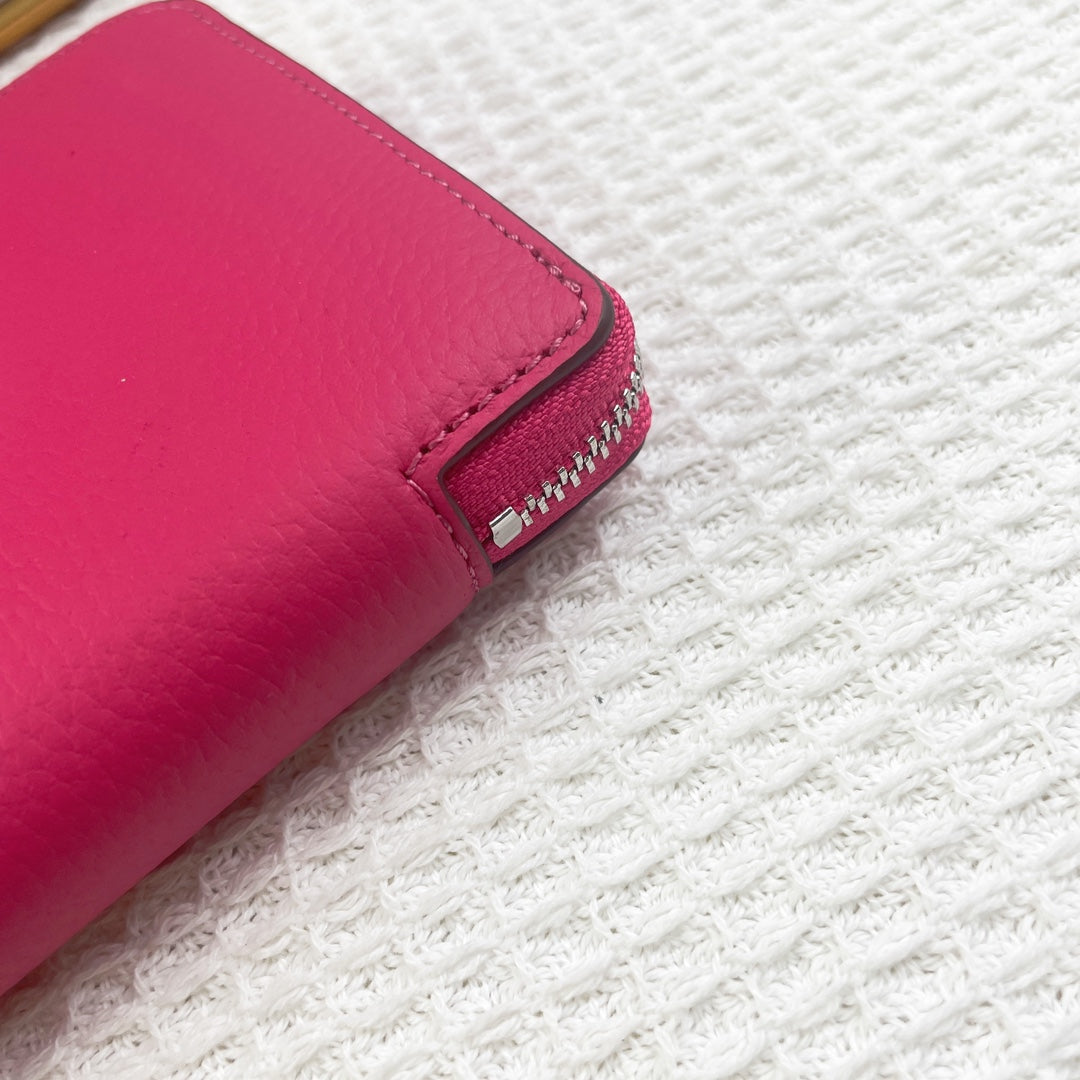 HM SILK'IN CLASSIC WALLET 20 RED PINK GRAINED CALFSKIN